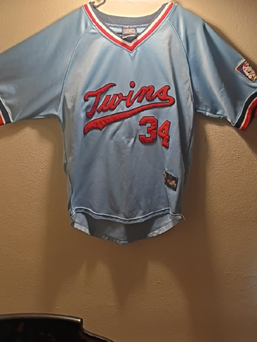 Rare Collectable Majestic Light Blue Twins #34 Kirby Puckett Baseball Jersey